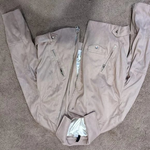 NWOT Faux Suede Moto Jacket in Mauve with satin lining- L - Picture 4 of 5
